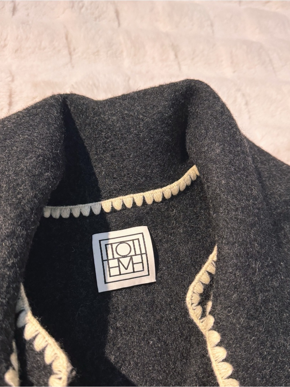 TOTEME Embroidered-Trim Scarf Wool-Blend Jacket - Picture 3 of 8